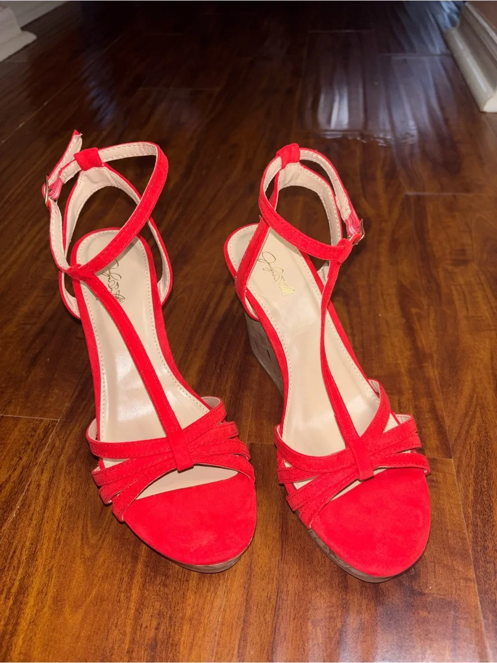 Jaclyn Smith Red Strappy Wedge